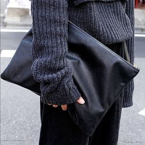 American Apparel Black Leather Pouch Clutch Large